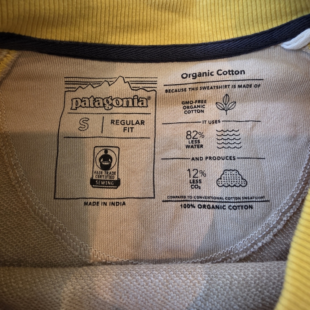 Patagonia Men's Size Small Two Tone Crewneck Sweatshirt Organic Cotton Logo - Picture 4 of 7